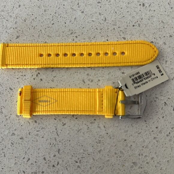 NWT Fossil Yellow Watch Strap Watchband Belt Silver Buckle 18mm - Picture 7 of 8